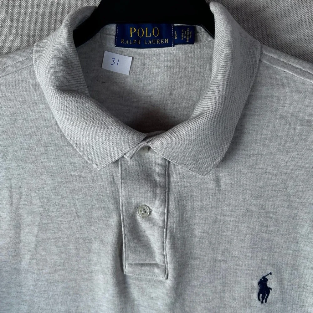 Polo Ralph Lauren Mens Large Heather Gray Short Sleeve Pony Logo Polo‎ Shirt L